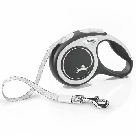 Guinzaglio estensibile a fettuccia modello Flexi New Comfort con manico ergonomico regolabile per cani: Small 5 metri - Azzurro (1/4)