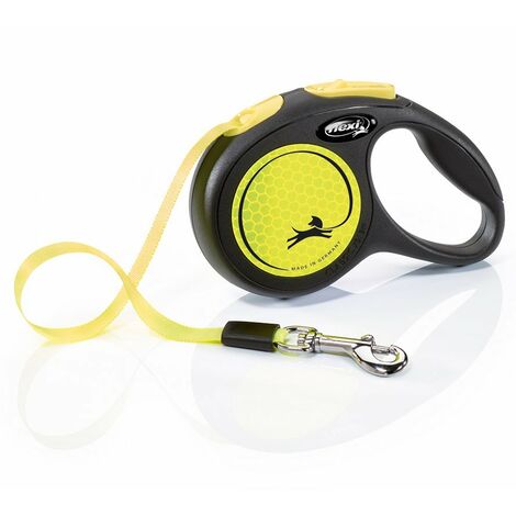 Guinzaglio estensibile a fettuccia modello Flexi New Neon con manico ergonomico regolabile per cani: Small 5 metri - Rosa Neon