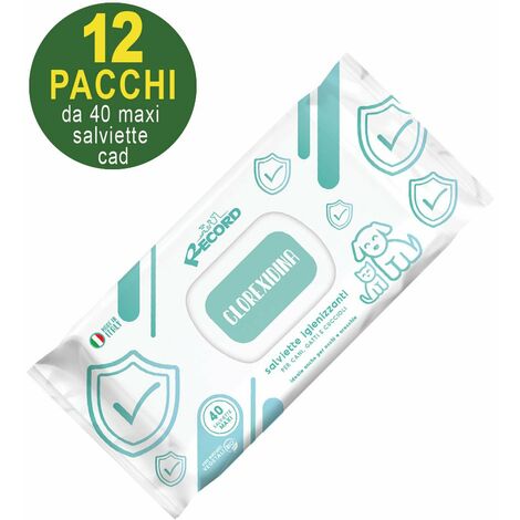 Salviette umidificate igienizzanti con clorexidina per cani e gatti: 1 confezione