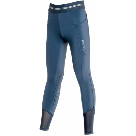 Pantaloni da equitazione junior modello Fresia in tessuto tecnico leggero fascia in lurex grip in silicone al ginocchio: 8 anni, blu (09) (1/2)