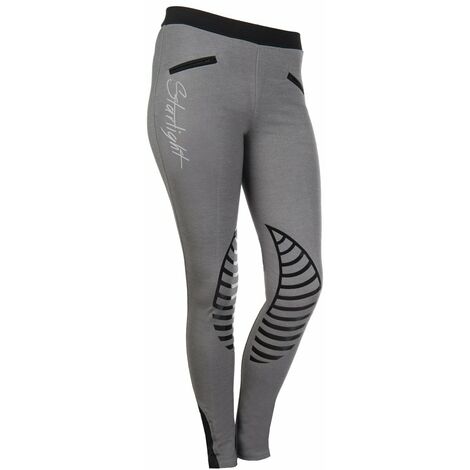 Leggings equitazione donna modello StarLight con inserto in silicone al  ginocchio: 50, bianco /bianco