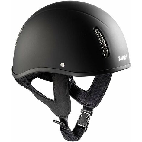 Casco da equitazione senza visiera gommato opaco con fori di aerazione cinturino sottogola e fibbia a sgancio rapido Omologato CE: 55 cm, Nero 10