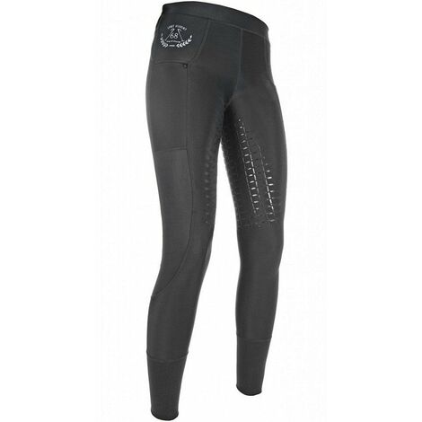 Leggings da equitazione bambina e donna con grip totale in silicone: 36/38, nero 9100 (1/5)