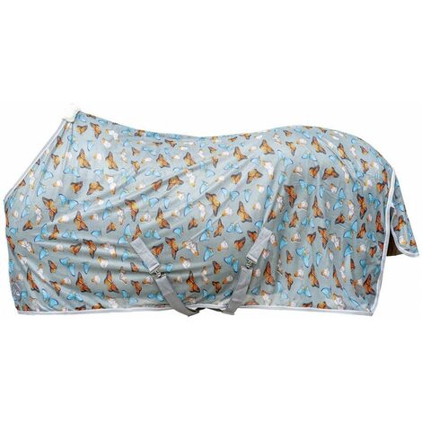 Coperta a rete antimosche per cavalli con fantasia farfalle modello Butterfly: 105 cm, grigio chiaro 9200