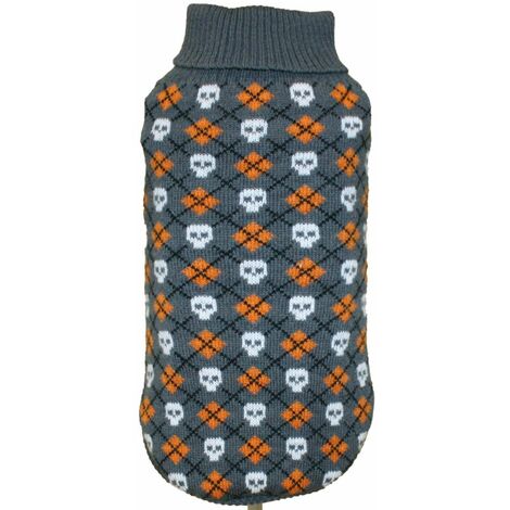 Maglioncino a collo alto Halloween modello Tricky skulls per cani: 20 cm