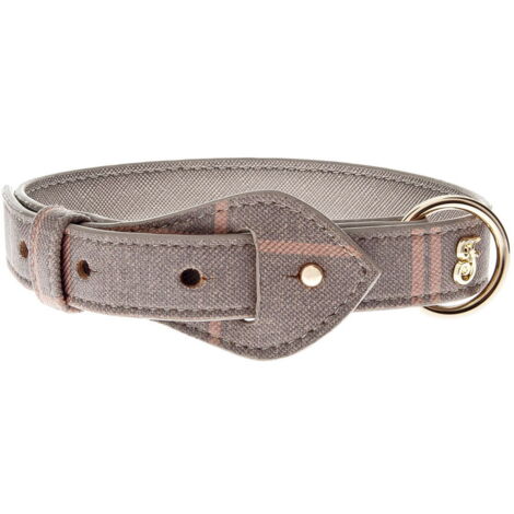 Collare regolabile in PU modello Mokka con dettagli in pelle sintetica: 1,5 x 26 - 35 cm - Bordeaux