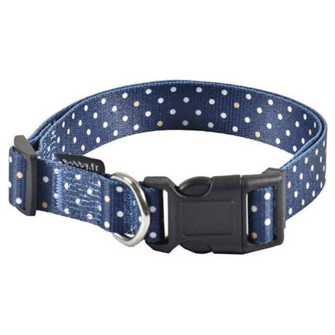 Collare blu 2 x 32-52 cm: Collare in nylon blu decorazioni a pois bianchi modello Pretty per cani