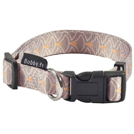 Collare grigio 2,5 x 42-70 cm: Collare in nylon grigio resistente stampa in stile giapponese modello Geisha per cani