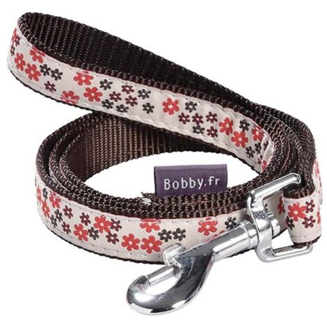 Guinzaglio in nylon rosso decorato con fiori Bobby Flower per cani: 1,6 x  100 cm