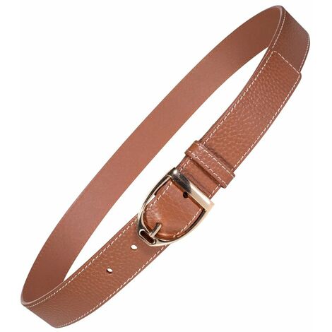 Cintura in cuoio con cuciture a contrasto modello Marrakesh: 85 cm, cognac 1000 (1/3)