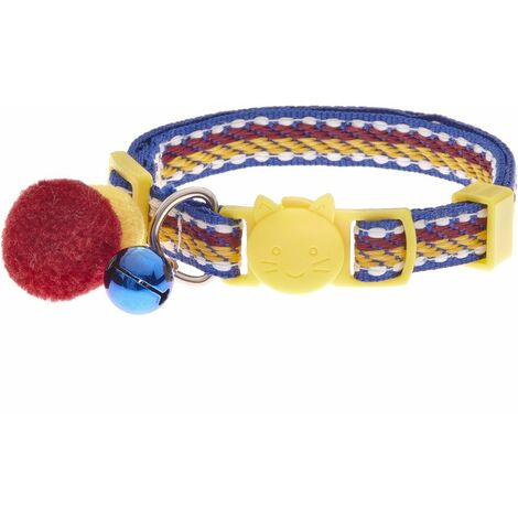 Collare modello Snowball con fantasia e pon pon per gatti - Azzurro