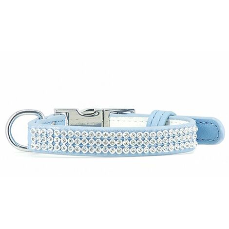 Collare in similpelle con fibbia in metallo Paris con strass per cani: 1,5 x 28-38 cm collare - rosa