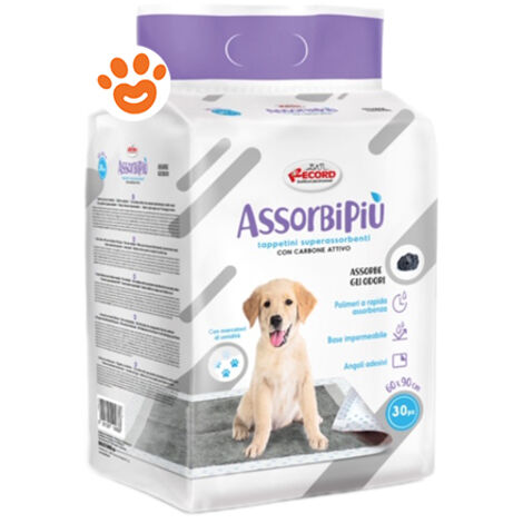 Record Assorbipiù Tappetini Assorbenti per Cani con Carboni Attivi (60x90cm) - Record Assorbipiù Tappetini Assorbenti per Cani con Carboni Attivi (60x90cm) - Confezione da 30 Tappetini