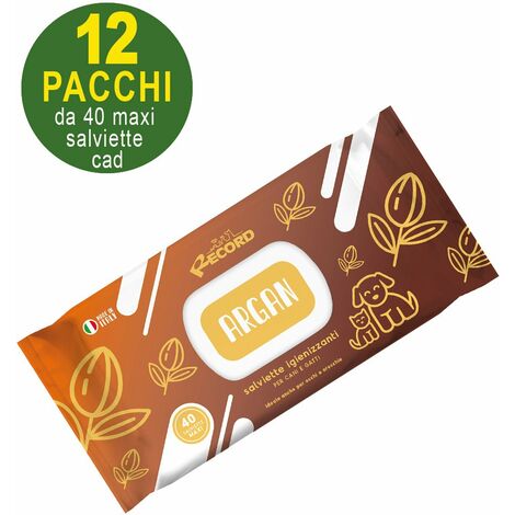 Salviette umidificate igienizzanti argan per cani e gatti: 12 confezioni
