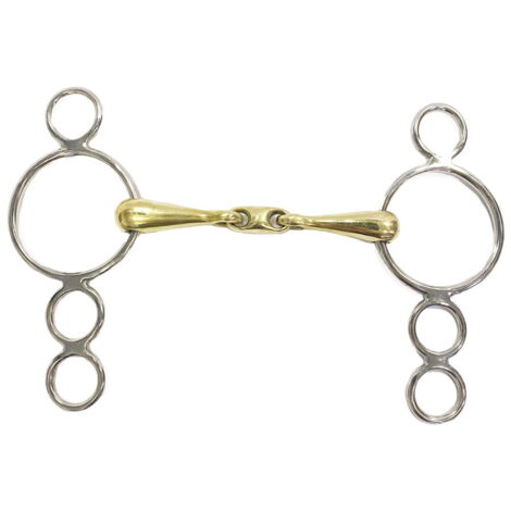 Filetto alpacca con oliva centrale con 3 anelli in inox pieno 18 mm da 13,5 cm