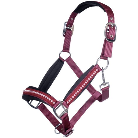 Capezza in nylon con sopratesta e nasalina imbottiti e strass modello Berry: Shetland 0, Grigio Scuro 9300