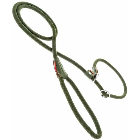 Guinzaglio con collare a strozzo in corda ultra resistente in nylon modello Tondo per cani: 1 x 183 cm - Rosso