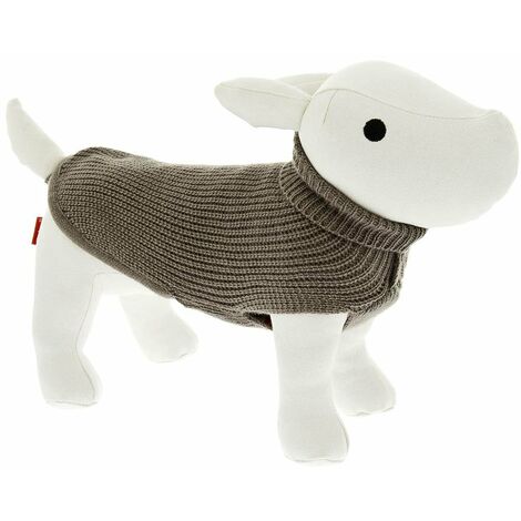 Maglioncino dolcevita in tessuto a coste inglese con collo alto e logo modello Lux per cani : 80 cm - Marrone