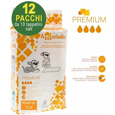 Tappetini igienici Asssorbello Premium 60x60 cm per cani : 1 conf 60 x 60 cm