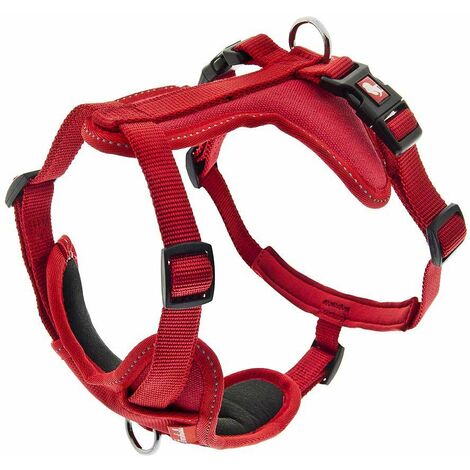 Pettorina regolabile in nylon con rinforzi imbottiti modello Cesare per cani: 2,5 x 47-72 cm - Nero