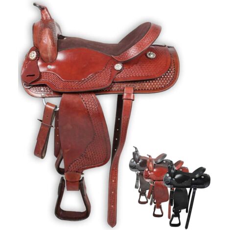 Bisaccia Posteriore Per Sella Western In Cuoio Decorato Artigianalmente Taglia Unica Marrone 87202078 - Foto 6