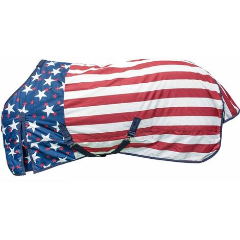 Coperta impermeabile da paddock colori USA traspirante imbottita 300g modello Niagara: 135 cm, Bandiera america