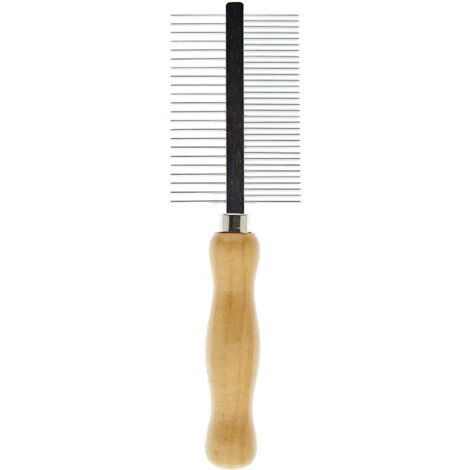 Weaver Leather Pettine Per Animali A Denti Alternati – Manico In Legno Scanalato, Lama In Acciaio Inox, Per Pelo Lucido E Volume