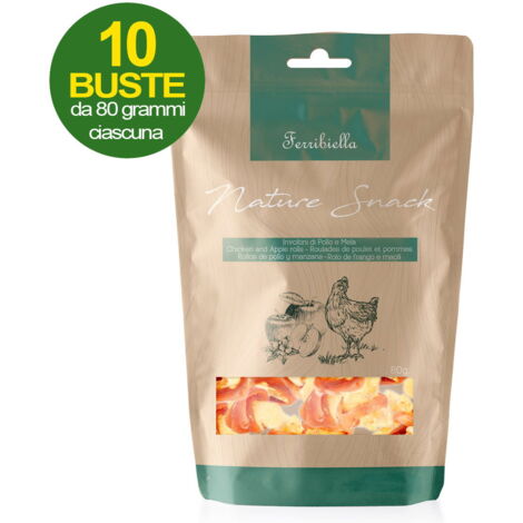 Nature Snack involtini di pollo e mela per cani 10 buste da 80 g cad (1/2)