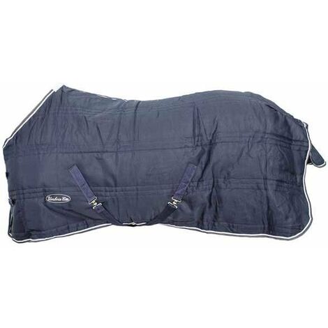 Coperta da box trapuntata imbottita 250 g e tessuto esterno 210 denari con copricoda e cinghie regolabile: 130 cm, Blu navy
