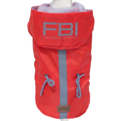 50 cm: Impermeabile VANCOUVER FBI RED con cappuccio e foro per guinzaglio per cani