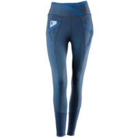 38 IT, blu scuro: Leggings Tattini donna modello Aloe in tessuto tecnico a vita alta con grip al ginocchio