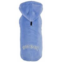 28 cm: Felpa in pile lavanda modello Sweet con cappuccio per cani