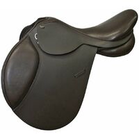 17'' = 43 cm, marrone: Vainqueur Selle de saut Close Contact en cuir avec arceau réglable