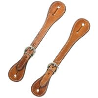 Marrone - Cinturini in cuoio per speroni con cuciture