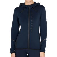 XS, Blu: Felpa tecnica invernale da donna in jersey con zip frontale e cappuccio elastico
