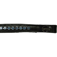 Pony, Marrone: Frontalino Winner in cuoio 16 mm con strass azzurri