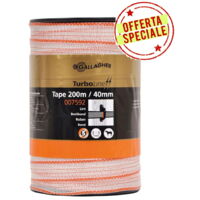 Fettuccia Turboline Gallagher 4 cm bobina 200 m con 10 conduttori inox da 0.16mm e 1 da 0.20mm più 4 conduttori metalli misti
