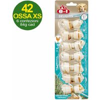 42 Ossa Delight Pro dental tagli XS con carne di pollo antiplacca - OFFERTA RISPARMIO 6 confezioni da 7 ossa ciascuna