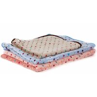 Cuccia a casetta morbida in pile fantasia pallini colorati per cani e gatti  - Beige