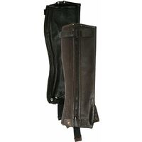 Gambali da equitazione da adulto in pelle con cerniera lampo e fascia elastica laterale: L, nero (10)