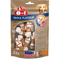 Ossa Triple Flavour taglia XS con triplo gusto pollo, manzo e maiale - OFFERTA RISPARMIO 4 confezioni da 21 osso cad