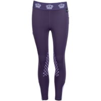9/11 anni, Lilla Scuro 3300: Pantaloni Leggings bambina per equitazione con grip al ginocchio modello Lola