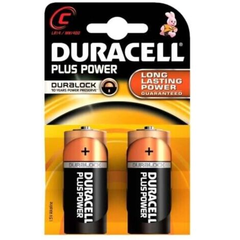 Pile alcaline Duracell plus power c - lr14 1,5v blister 2 unités ø26,2x50mm (1/6)
