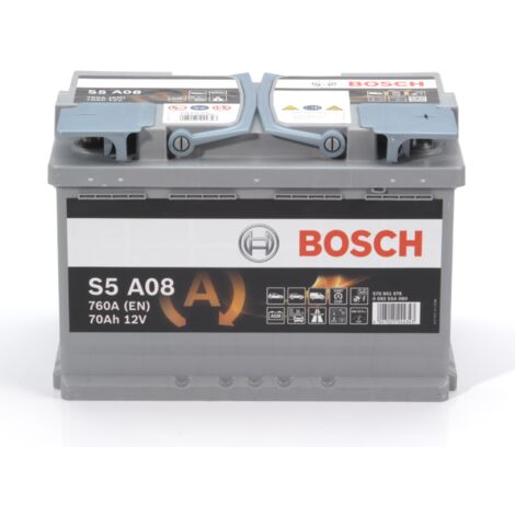 Batterie de démarrage Auto BOSCH S5 AGM S5A08 12V 70Ah 760 A EN - Compatible Start-Stop