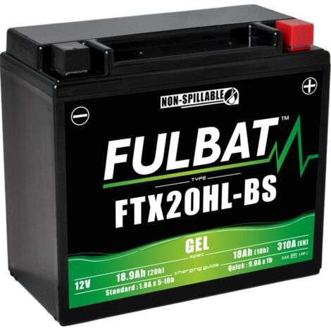 Fulbat – Batterie moto GEL 12V 18.9Ah – Haute performance 310A – 100% étanche et sans entretien – Compatible Yamaha et Triumph - FTX20HL-BS