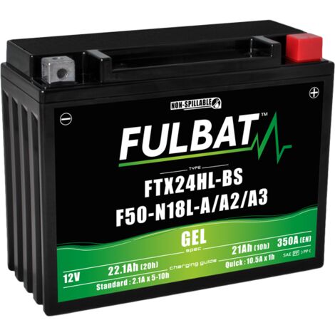 Fulbat – Batterie moto GEL 12V 21Ah 350A – Technologie GEL pour résistance aux vibrations – Compatible FTX24HL-BS – 550982 - F50-N18L-A