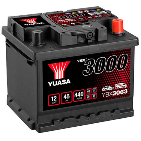 Yuasa – Batterie voiture 12V 45Ah – Plomb Calcium – Intensité de démarrage 440A – Dimensions 207x175x175mm – Non compatible Start&Stop - YBX3063