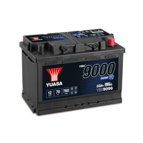 Yuasa – Batterie voiture AGM 12V 70Ah 760A YBX9096 – Non compatible Start-Stop – Dimensions 278 x 175 x 190 mm (1/4)