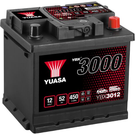 Yuasa – Batterie voiture 12V 52Ah 450A – Technologie Plomb Calcium – Compatible véhicules légers – Non compatible systèmes Start&Stop - YBX3012
