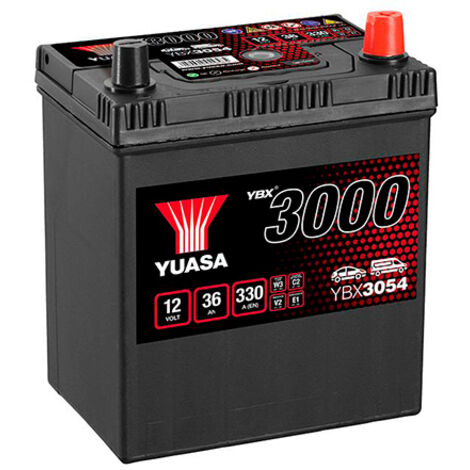 Yuasa – Batterie voiture 12V 36Ah 330A – Technologie plomb-calcium – Pour véhicules sans Start&Stop – Dimensions 187x127x227mm - YBX3054